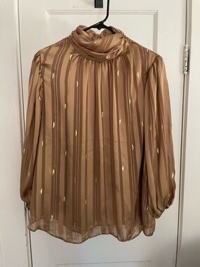 Zac & Rachel Gold Button-Neck Blouse